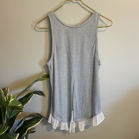 BCBGeneration Blue/White Striped Ruffle Tank (M) - Picture 2 of 4